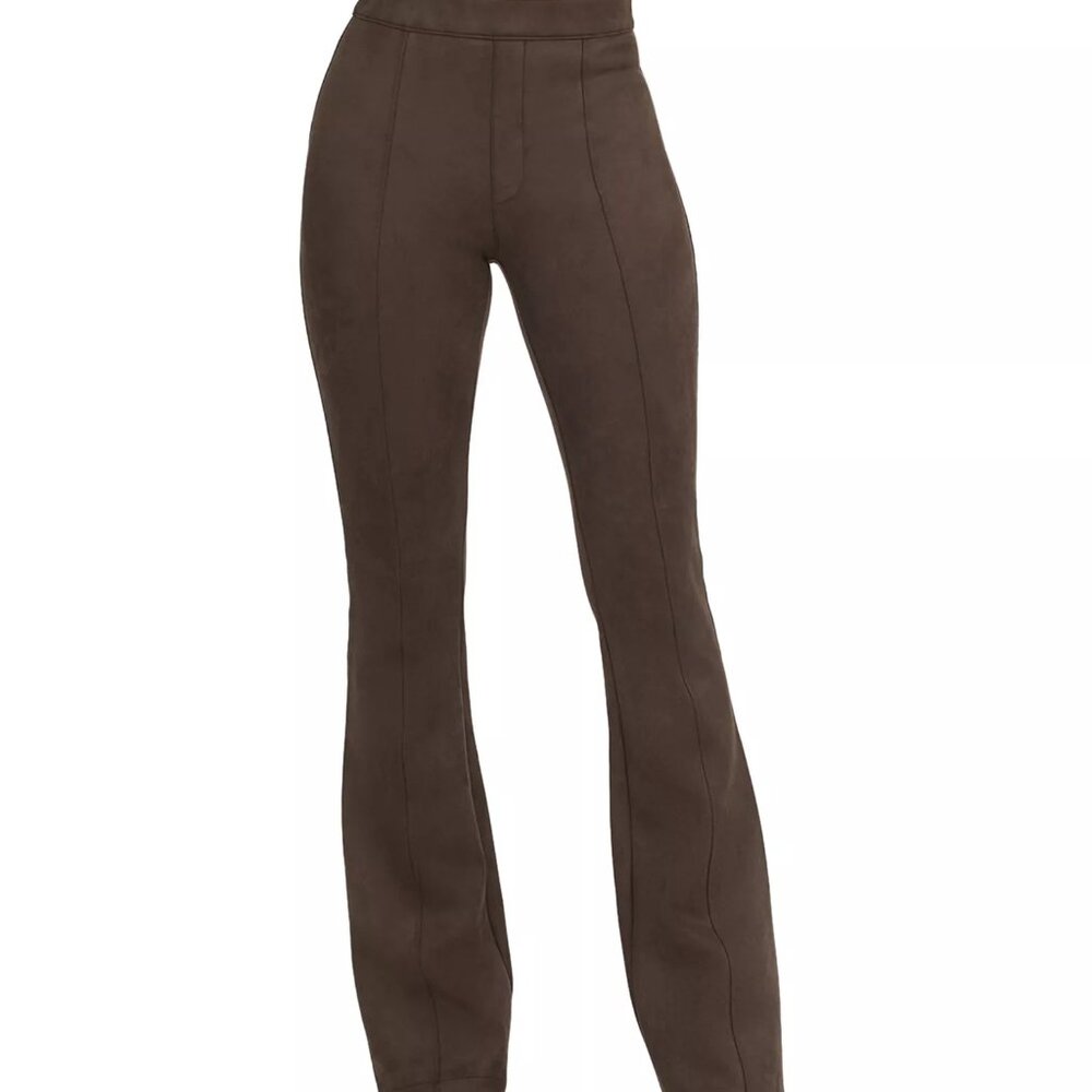 Spanx‎ Faux Suede Flare Pants in Dark Brown, Size Large